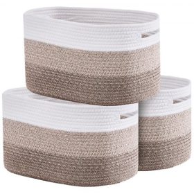   VEVOR pamut kötélkosár, 3 db-os, 22 literes, szőtt tárolókosár rendszerezéshez, 380x250x225 mm