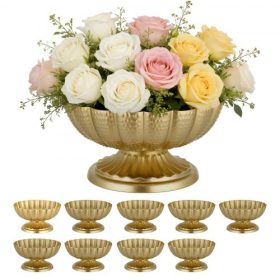   VEVOR 10 db-os esküvői virágváza, 12 cm magas mini virágasztal-díszek, kis virágtál, dekoratív, egyszerű telepítés, sokoldalú elrendezésű állvány parti rendezvényekre, lakberendezésre, fogadásra, arany