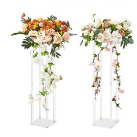   VEVOR 2 db 31,5 hüvelykes/80 cm magas esküvői virágállvány, akril laminátummal, akril váza oszlop geometrikus asztaldísz állványok, virágos kijelző állvány T-színpados rendezvényekhez, fogadáshoz, partidekoráció otthonra