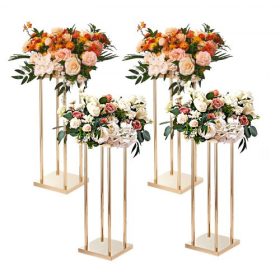   VEVOR 4 db-os arany színű fém oszlopos esküvői virágállvány, 80 cm magas, fém laminátummal, váza geometrikus asztaldísz állványokkal, hengeres virágos állvány rendezvényekre, fogadásra, parti útvezetők
