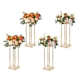   VEVOR 4 db-os arany színű fém oszlopos esküvői virágállvány, 60 cm magas, fém laminátummal, váza geometrikus asztaldísz állványokkal, hengeres virágos állvány rendezvényekre, fogadásra, parti útvezetők