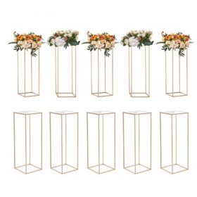   VEVOR 10 db-os 31,5 hüvelykes/80 cm magas esküvői virágállvány, akril laminátummal, fémváza oszlop geometrikus asztaldísz állványokkal, arany téglalap alakú virágos kijelző állvány rendezvényekre, fogadásra, partidekorációra