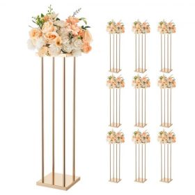   VEVOR esküvői virágállvány, 10 db-os 80 cm-es oszlopos virágállvány, virágállványok fém laminátummal, hengeres, kocka alakú virágkiállító állvány esküvőre, partira, születésnapra, otthonra, arany asztaldísz állványok
