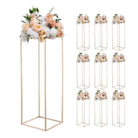   VEVOR esküvői virágállvány, 10 db-os 80 cm-es oszlopos virágállvány, virágállványok fém laminátummal, arany téglalap alakú virágkiállító állvány esküvőre, partira, születésnapra, otthonra, arany asztaldísz állványok