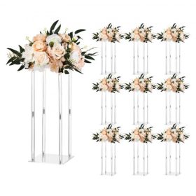   VEVOR esküvői virágállvány, 10 db-os 50 cm-es oszlopos virágállvány, virágállványok akril laminátummal, hengeres, kocka alakú virágkiállító állvány esküvőre, partira, születésnapra, otthonra, asztaldísz állványokra