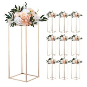   VEVOR esküvői virágállvány, 10 db-os 60 cm-es oszlopos virágállvány, virágállványok akril laminátummal, arany téglalap alakú virágkiállító állvány esküvőre, partira, születésnapra, otthonra, arany asztaldísz állványok