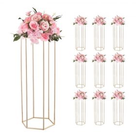   VEVOR esküvői virágállvány, 10 db-os 80 cm-es oszlopos virágállvány, virágállványok akril laminátummal, hatszögletű köbös virágkiállító állvány esküvőre, partira, születésnapra, otthonra, arany asztaldísz állványok