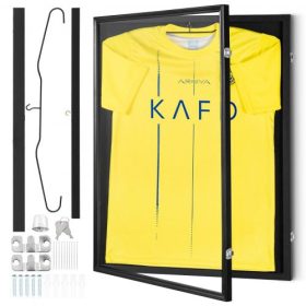   VEVOR mez tartó keret, 24 x 32 x 1,5 hüvelyk/61 x 81,3 x 3,8 cm, nagy, zárható sportmez árnyékdoboz 98%-os UV-védelemmel ellátott PC üveggel és akasztókkal, baseball, kosárlabda, foci, jégkorong mezhez és mezhez, fekete