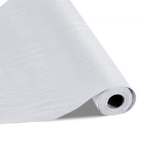   VEVOR öntapadós tapéta, 45 cm x 10 m, fehér, faerezetes, vízálló, öntapadós, könnyen tisztítható és lehúzható faldekoratív viniltekercs hálószobába, konyhába, irodába, fürdőszobába, íróasztalra