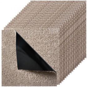   VEVOR szőnyeglapok 457x457 mm, 10 db-os szőnyeg, négyzet alakú, levehető és sérülésmentes, öntapadós, puha, bélelt padlóburkolat, 2,1 m² lefedettséggel, egyszerű barkácsolás nappaliba és hálószobába, világosbarna
