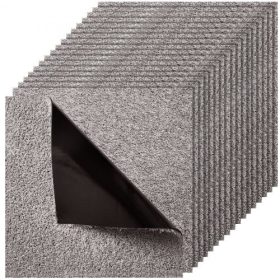   VEVOR szőnyeglapok 457x457 mm, 10 db-os szőnyeg, négyzet alakú, levehető és sérülésmentes, öntapadós, puha, plüss bélelt padlóburkolat, 2,1 m² lefedettséggel, egyszerű barkácsolás nappaliba és hálószobába, sötétbarna