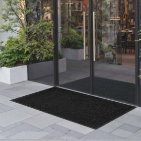   VEVOR bejárati ajtószőnyeg, 1524 x 914 mm-es kereskedelmi padlószőnyeg beltéri és kültéri használatra, stílusos csíkos ipari szőnyeg PVC hátlappal, strapabíró, mosható bejárati szőnyeg folyosóra, erkélyre, garázsba, szürke
