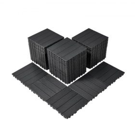   VEVOR egymásba illeszthető teraszlapok, 54 darabos csomag, 12"x12" 54 négyzetláb műanyag vízálló kültéri padlóburkolat minden időjárási körülményhez, teraszburkolati lapok verandára, medence melletti erkélyre, hátsó udvarba, sötét
