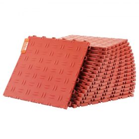   VEVOR garázscsempék egymásba illeszthetőek, 12 x 12 x 0,53 hüvelykes, 50 darabos garázspadlóburkoló csempe, csúszásmentes, kétoldalas textúrájú garázspadlólapok, garázsokhoz, pincékhez, javítóműhelyekhez, piros