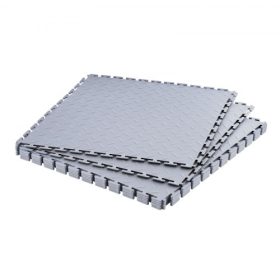   VEVOR garázspadlólapok egymásba illeszthetőek, 8 db-os csomag 513 x 513 x 5 mm-es egymásba illeszthető moduláris garázspadlólapok, gyémánt alakú lemez, csúszásgátló PVC szőnyegek műhelybe, raktárba, szerszámoskamrába, ezüst színű