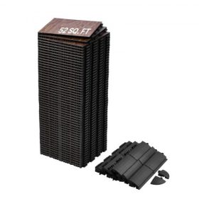   VEVOR táncpadlólapok, 12,4 x 12,4 hüvelykes, 52 darabos, egymásba illeszthető táncpadló, hordozható táncgyakorló padló párnázott talppal (tölgyfa erezet, 52 négyzetláb/doboz)