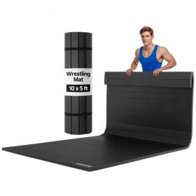   VEVOR 3x1,5 m-es birkózószőnyeg, vastag harcművészeti szőnyeg otthoni edzőtermi edzésekhez, vízálló PVC feltekerhető edzőszőnyegek tornához, tatami, dzsúdó, BJJ, MMA, dzsúdó, ökölvívás, fekete
