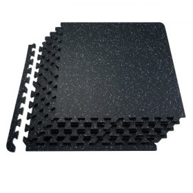   VEVOR 0,56 hüvelyk vastag edzőtermi padlószőnyegek, 25 csempés gumi tetejű EVA habbal, 25" x 25" méretű edzőtermi padlószőnyegek 100 négyzetláb lefedettséggel, egymásba illeszthető kirakós edzőtermi szőnyegek edzőterembe, otthonra
