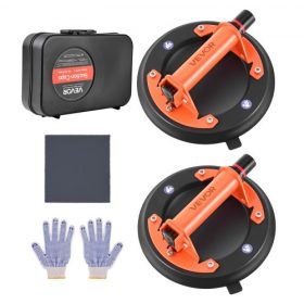   VEVOR vákuumos tapadókorongos eszköz, 203 mm-es vákuumos üvegemelő fém fogantyúval, 195 kg maximális teherbírás, csempe tapadókorongos eszköz hordtáskával nagy csempék, gránit, gipszkarton, ablakok emeléséhez (2 db-os csomag)