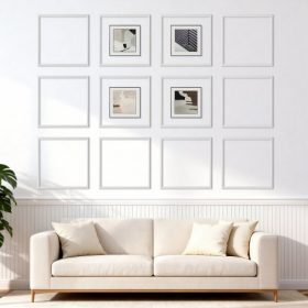   VEVOR fali díszléc 12 db-os csomag, 51 x 51 cm-es lambéria panelkészlet, könnyű, festhető polisztirol, könnyen felszerelhető, vízálló fali díszléc belső dekorációhoz nappaliba, hálószobába, otthonra, fehér