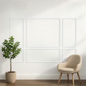   VEVOR fali díszléc 3 db-os csomag, lambéria panelek készlet, könnyű, festhető polisztirol, könnyen felszerelhető díszes fali díszléc belső dekorációhoz nappaliba, hálószobába, otthonra, fehér (58x143 + 58x58 cm)