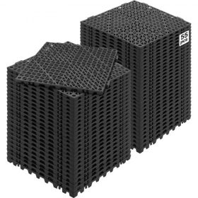   VEVOR moduláris összekapcsolódó párna, 55 db-os csomag 30 x 30 cm-es illesztő vízelvezető szőnyegek, puha PVC összekapcsolódó vízelvezető padlólapok, csúszásmentes vízelvezető lyukak fürdőszobába, konyhába, medencébe, nedves, feke
