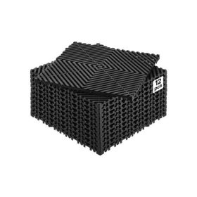   VEVOR összekapcsolódó vízelvezető szőnyeg, 12” x 12” moduláris összekapcsolódó párna, 12 db illesztő vízelvezető szőnyeg, csúszásmentes fekete PP vízelvezető padlólap és zuhanyszőnyeg, garázsba, kertbe, konyhába és kültérre