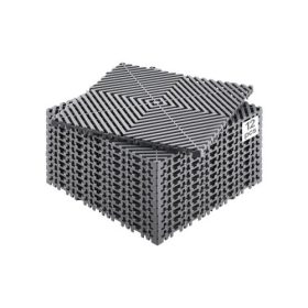   VEVOR összekapcsolódó vízelvezető szőnyeg, 12” x 12” moduláris összekapcsolódó párna, 12 db illesztő vízelvezető szőnyeg, csúszásmentes szürke PP vízelvezető padlólap és zuhanyszőnyeg, garázsba, kertbe, konyhába és kültérre