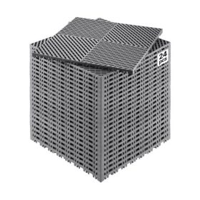   VEVOR összekapcsolódó vízelvezető szőnyeg, 15,7” x 15,7” moduláris összekapcsolódó párna, 24 db illesztő vízelvezető szőnyeg, csúszásmentes szürke PP vízelvezető padlólap és zuhanyszőnyeg, garázsba, kertbe, konyhába és kültérre