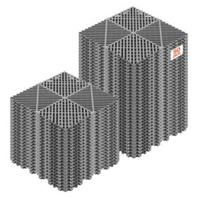   VEVOR Összekötős vízelvezető szőnyegek, 310 x 310 mm, Moduláris garázspadlólapok, Csúszásmentes PP vízelvezető padlólapok, Önleeresztő, Könnyen telepíthető, Fürdőszobába, Konyhába, Medencébe és Kültérre, Szürke, 50 db-os csomag