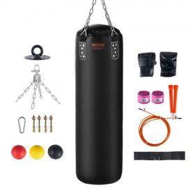   VEVOR boxzsák felnőtteknek, 121,9 cm-es PVC nehéz boxzsák szett, boxzsák láncokkal és kesztyűkkel, függő boxzsák MMA-hoz, karate-hoz, judóhoz, muay thai-hoz, kick-boxhoz, otthoni edzőtermi edzéshez (töltetlen)