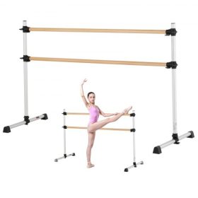   VEVOR balett rúd, dupla bükkfa rúd otthonra, szabadon álló hordozható balett nyújtó táncrudak, állítható magasságú, billegésgátló fitnesz edzőtermi felszerelés, Pilates egyensúlyi edzéshez