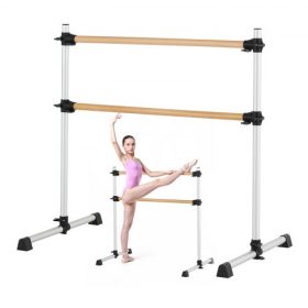  VEVOR balett rúd, dupla bükkfa rúd otthonra, szabadon álló hordozható balett nyújtó táncrudak, állítható magasságú, billegésgátló fitnesz edzőtermi felszerelés, Pilates egyensúlyi edzéshez
