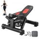 VEVOR lépcsőfok, mini lépcsőfok otthoni edzéshez, hidraulikus fitnesz csavarlépcső ellenállási szalagokkal, teljes test edzés kardio felszerelés, lépcsőfok LCD monitorral, 330LBS teherbírás