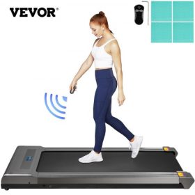   VEVOR asztal alatti futópadok, működő futópadok futáshoz, vezetett futópad otthoni futógéphez távirányítóval, 1-6,0 km/h sebességű hordozható vékony futópad beltéri edzéshez (szürke, korlát nélkül)