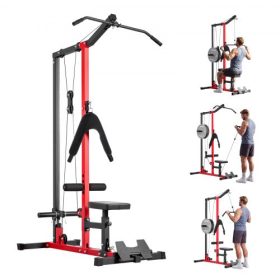   VEVOR LAT Pull Down gép, 3 az 1-ben soros kábelgép, kábelgépek otthoni edzőterem 3 szinten állítható üléssel, 4 szinten állítható habhenger, 181 kg-os terhelésű lat torony hát-, mell- és tricepszhez, fekete