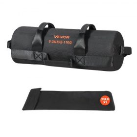   VEVOR edzőhomokzsák, nagy teherbírású edzőtáskák fogantyúkkal, 2-11 kg-os állítható csapózsák fitnesz erőnléti edzéshez, keresztedzéshez, otthoni edzőtermi edzéshez, fekete (töltetlen)