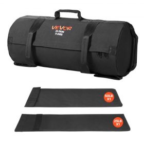   VEVOR edzőhomokzsák, nagy teherbírású edzőtáskák fogantyúkkal, 11-34 kg-os állítható csapózsák fitnesz erőnléti edzéshez, keresztedzéshez, otthoni edzőtermi edzéshez, fekete (töltetlen)