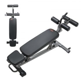   VEVOR felülés pad, dőlésszögű hasizom pad fordított hasprés fogantyúval, 4 állítható magasságú beállítással, strapabíró acél, 453 kg teherbírás, otthoni edzőtermi edzésekhez, erőnléti edzéshez, teljes test izmainak megdolgoztatásá