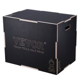   VEVOR 3 az 1-ben pliometrikus ugródoboz, 30/24/20 hüvelykes fa pliometrikus doboz, platform és ugró agility doboz, csúszásgátló fitnesz edzőlépcsős doboz otthoni edzőtermi edzéshez, kondicionáló erőnléti edzés, fekete