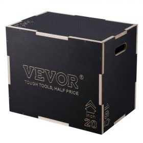   VEVOR 3 az 1-ben pliometrikus ugródoboz, 24/20/16 hüvelykes fa pliometrikus doboz, platform és ugró agility doboz, csúszásgátló fitnesz edzőlépcsős doboz otthoni edzőtermi edzéshez, kondicionáló erőnléti edzés, fekete
