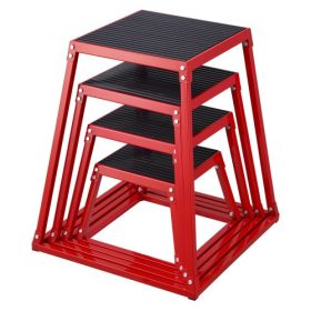   VEVOR pliometrikus ugródobozok, 12/18/24/30 hüvelykes pliometrikus doboz, platform és ugró agility doboz, csúszásgátló fitnesz edzés lépcsőződoboz készlet otthoni edzőtermi edzéshez, kondicionáló erőnléti edzés, piros