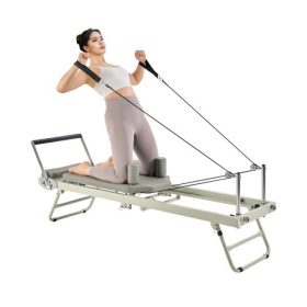   VEVOR összecsukható Pilates reformer, Pilates edzőgép otthoni edzőterembe, Pilates ágy kettős ellenállással - rugó és zsinór, reformerkészlet haladó felhasználóknak és kezdőknek, akár 180 kg-ig