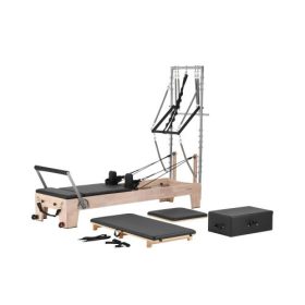   VEVOR Pilates Reformer, fa Pilates gép otthoni edzőterembe, erőnléti edzőberendezés kettős ellenállással, reformer doboz, ugródeszka, haladó felhasználóknak és kezdőknek, akár 180 kg-ig