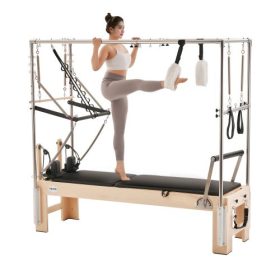   VEVOR Pilates Reformer, fa Pilates gép otthoni edzőterembe, erőnléti edzőberendezés kettős ellenállással, reformer doboz, ugródeszka, haladó felhasználóknak és kezdőknek, akár 180 kg-ig