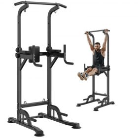   VEVOR Power Tower Dip Station, 10 szintben állítható magasságú felhúzható rúdállvány, többfunkciós otthoni edzőtermi erőedző fitnesz edzési felszerelés 7 fokozatban állítható háttámlával, PU könyökpárnákkal, 440 LBS