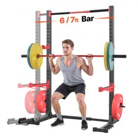   VEVOR Power Cage Rack, multifunkcionális guggoló állvány otthoni edzőterembe, szélességben állítható edzőerő-edzőberendezés 6 szalagcsappal, aknamentesítő rögzítéssel és biztonsági rudakkal fekvenyomáshoz, guggoláshoz és húzódzkod