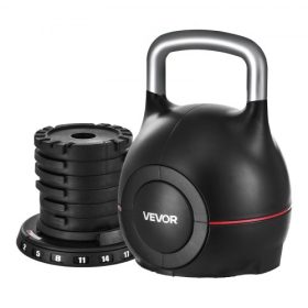   VEVOR Kettlebell, állítható Kettlebell 7 súlyszinttel (2, 5, 8, 11, 14, 17, 20 kg), öntött alumínium és tartós ABS anyag, fogáserő-edzéshez, teljes testes edzéshez és keresztedzéshez