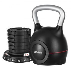   VEVOR Kettlebell, állítható Kettlebell 7 súlyszinttel (1,5, 3, 4,5, 6, 7,5, 9, 10 kg), öntött alumínium és ABS anyag, fogáserő-edzéshez, teljes testes edzéshez és keresztedzéshez