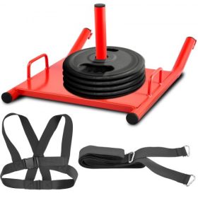   VEVOR Súlyzószánkó Toló-húzós nehéz, nagy erejű edzőszánkó Húzási fitnesz HD erőnléti edzőszánkó sportos testmozgáshoz és fitnesz erőnléti edzéshez (piros)